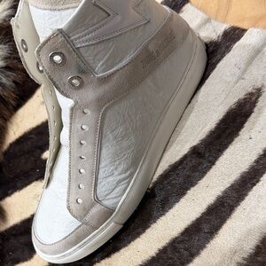 Zadig & Voltaire Cream and white High-Top Flash Keith Leather Sneakers